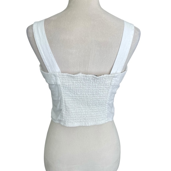 Abercrombie & Fitch Linen Cotton Cropped Top Women Size S Adjustable Strap White - Picture 3 of 6